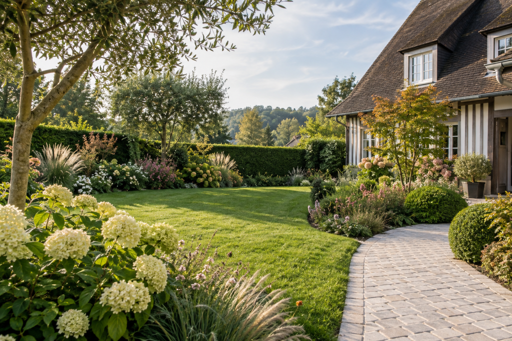 Illustration photoréaliste de jardin paysager — Bois-Guillaume