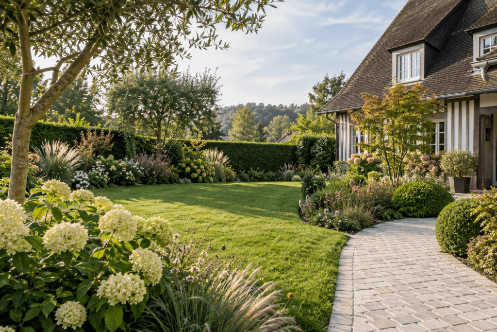 Illustration photoréaliste de jardin paysager — Bois-Guillaume