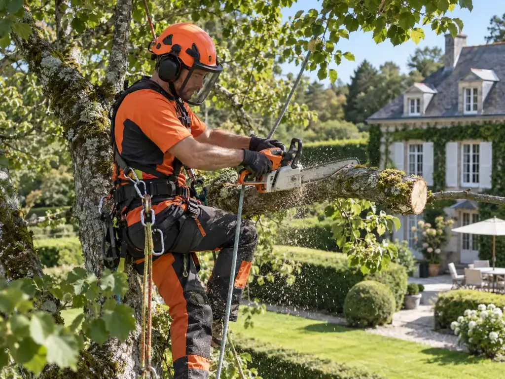 Terrasse en bois aménagée dans un jardin près de Rouen